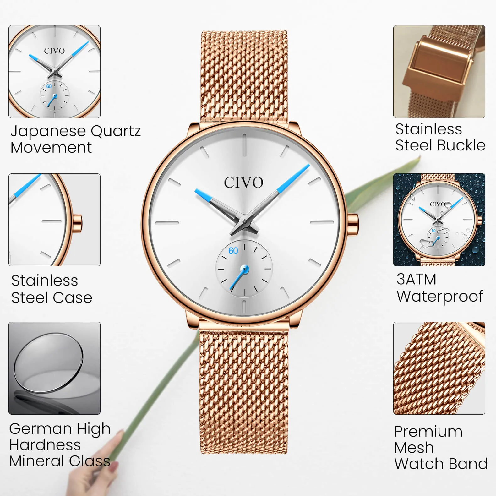 0124C | Quartz Women Watch | Mesh Band