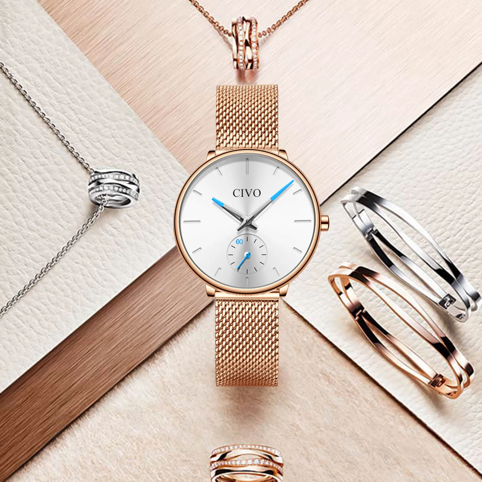 0124C | Quartz Women Watch | Mesh Band