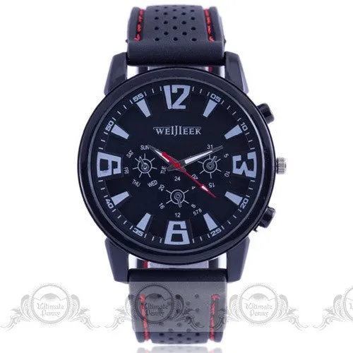 2016 Top Brand Black Military Pilot Aviator Army Style Silicone Men Clock Outdoor Sport Quartz Wrist Watch Free Shipping