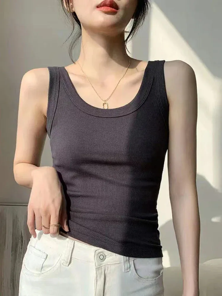 2024 Summer Sexy Sleeveless Basic Tank Top