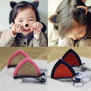 2Pcs / 1 Pair Clips Lovely Cat Ears Hairpin Children Hair Ornaments Hair Accessories Grampo De Metal Para Cabelo #2458