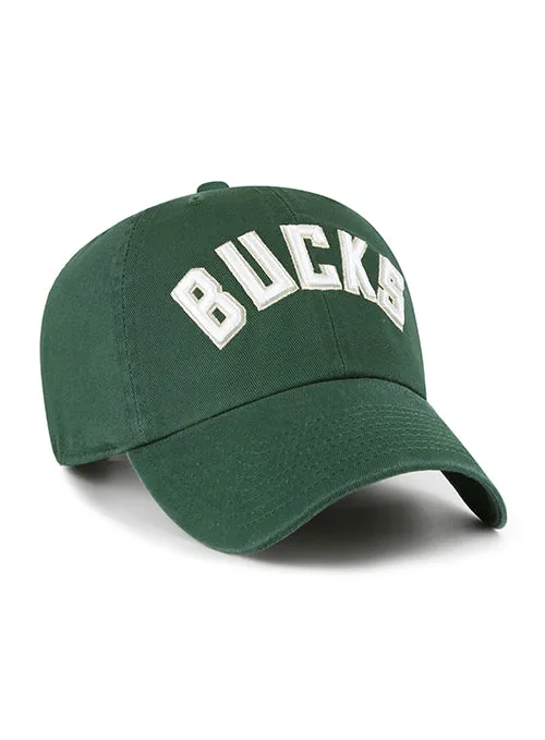 '47 Brand Clean Up Wordmark Green Milwaukee Bucks Adjustable Hat