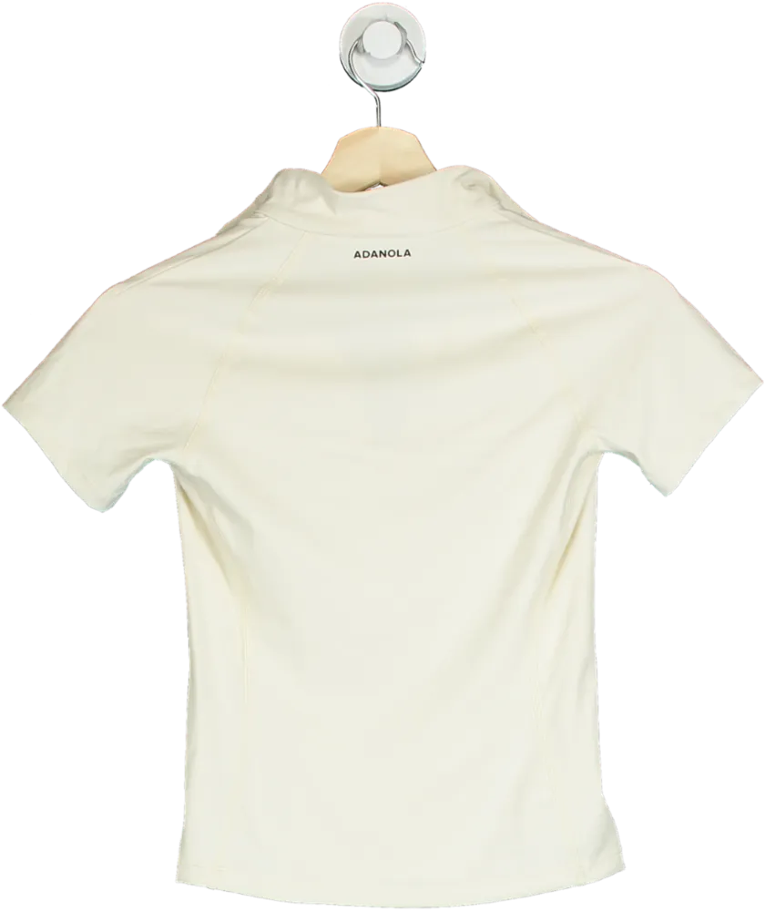 Adanola Ivory Short Sleeve Zip Top UK XS