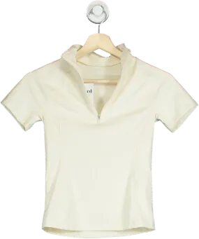 Adanola Ivory Short Sleeve Zip Top UK XS