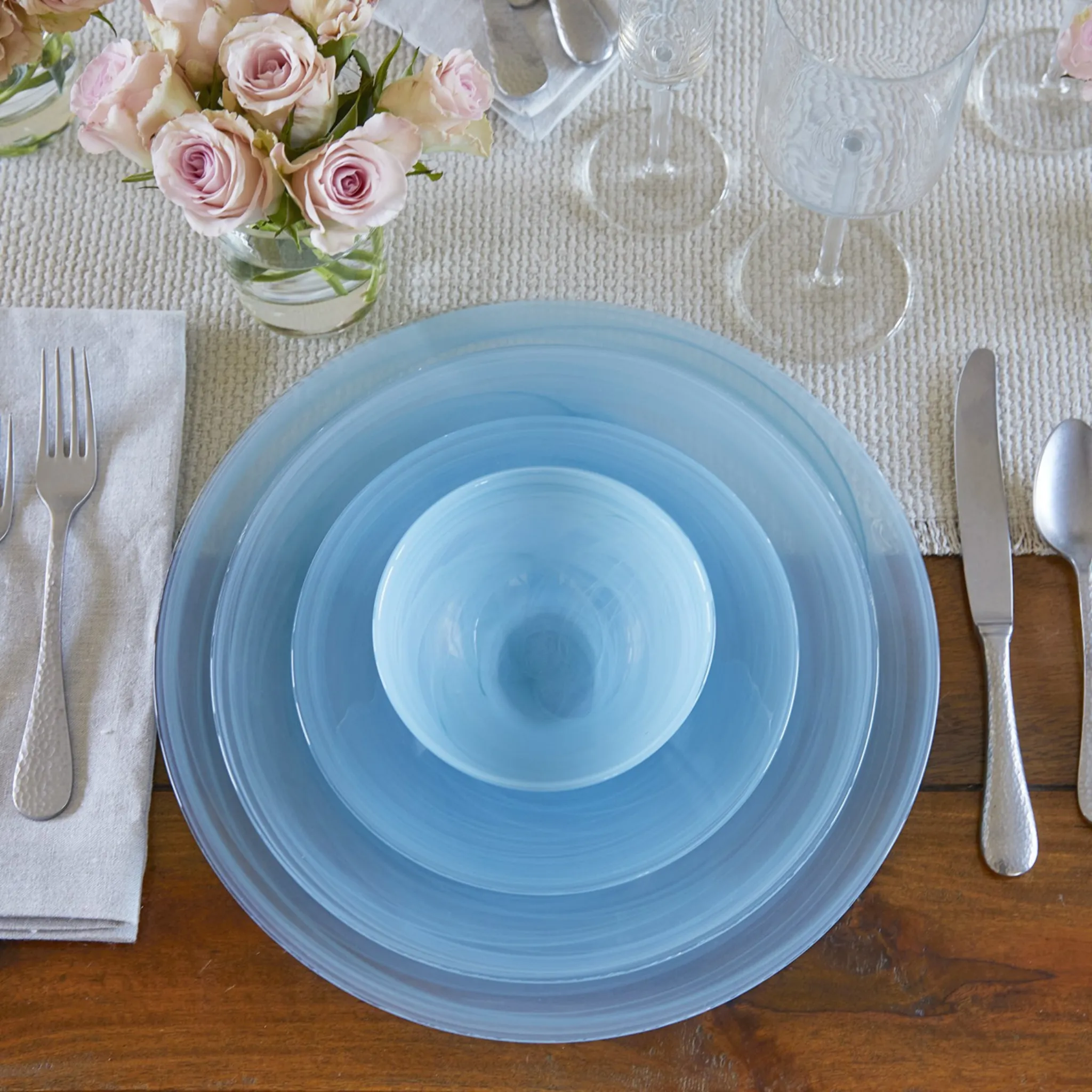 Alabaster Aqua Dinner Set