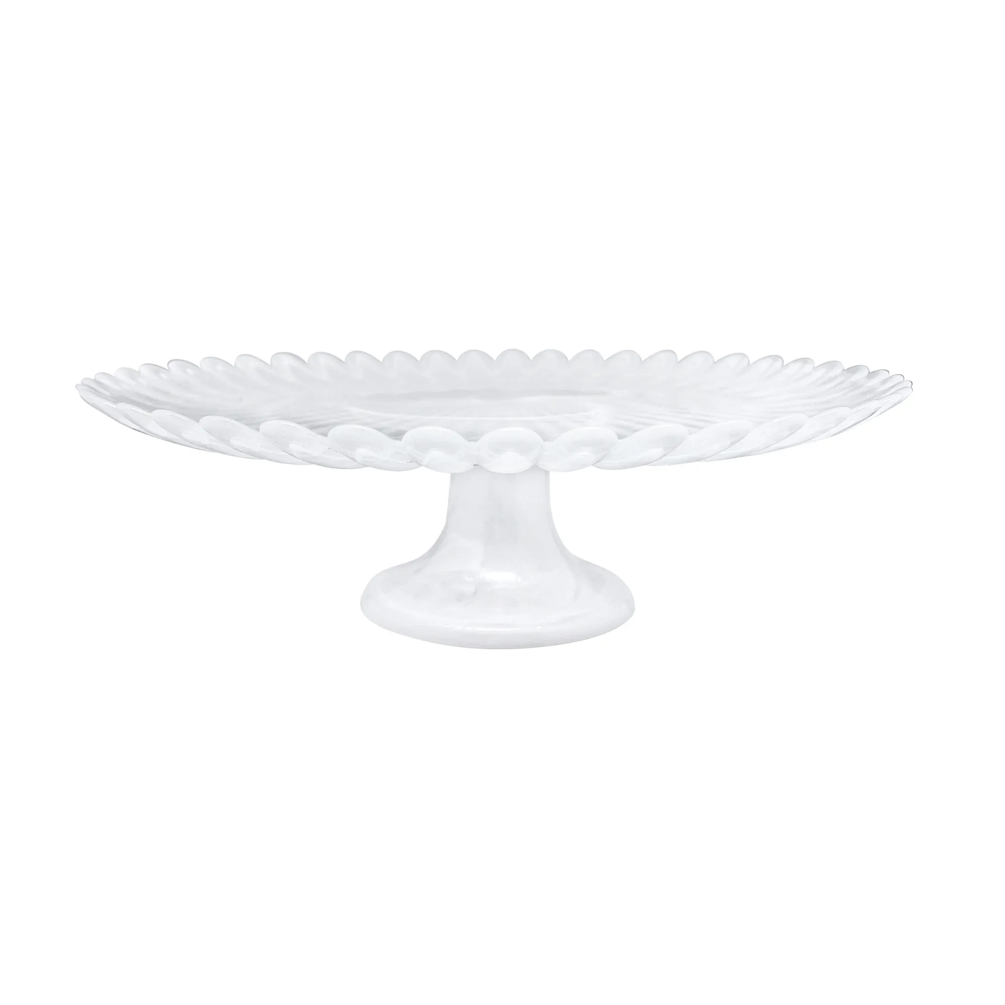 Alabaster White Scalloped Large Cake Stand