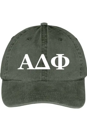 Alpha Delta Phi - Pigment-Dyed Cap - White Embroidered Letters