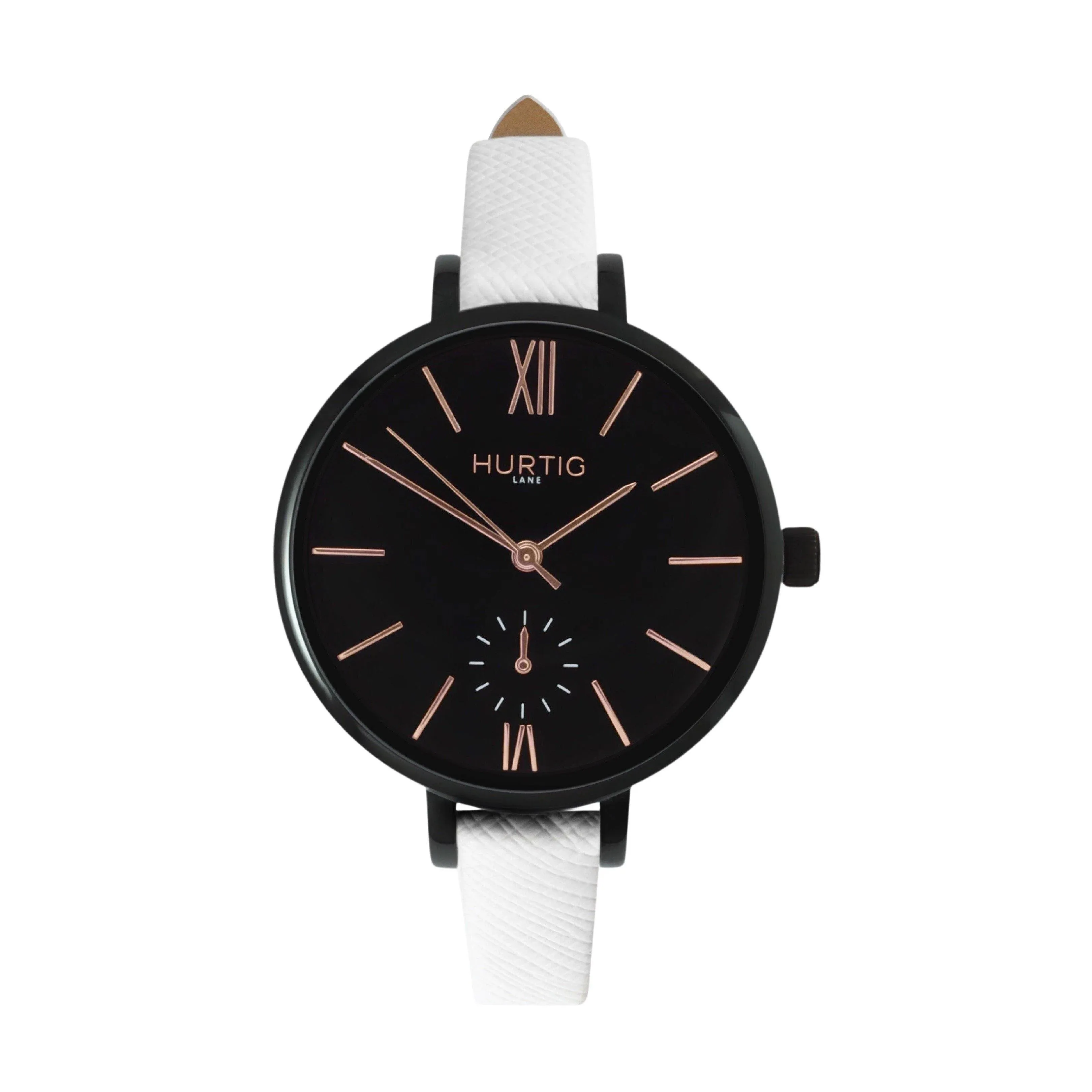 Amalfi Petite Vegan Leather Watch Black, Black & Black