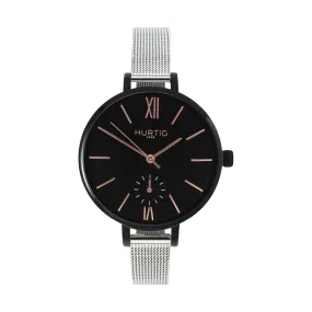 Amalfi Petite Vegan Leather Watch Black, Black & Black