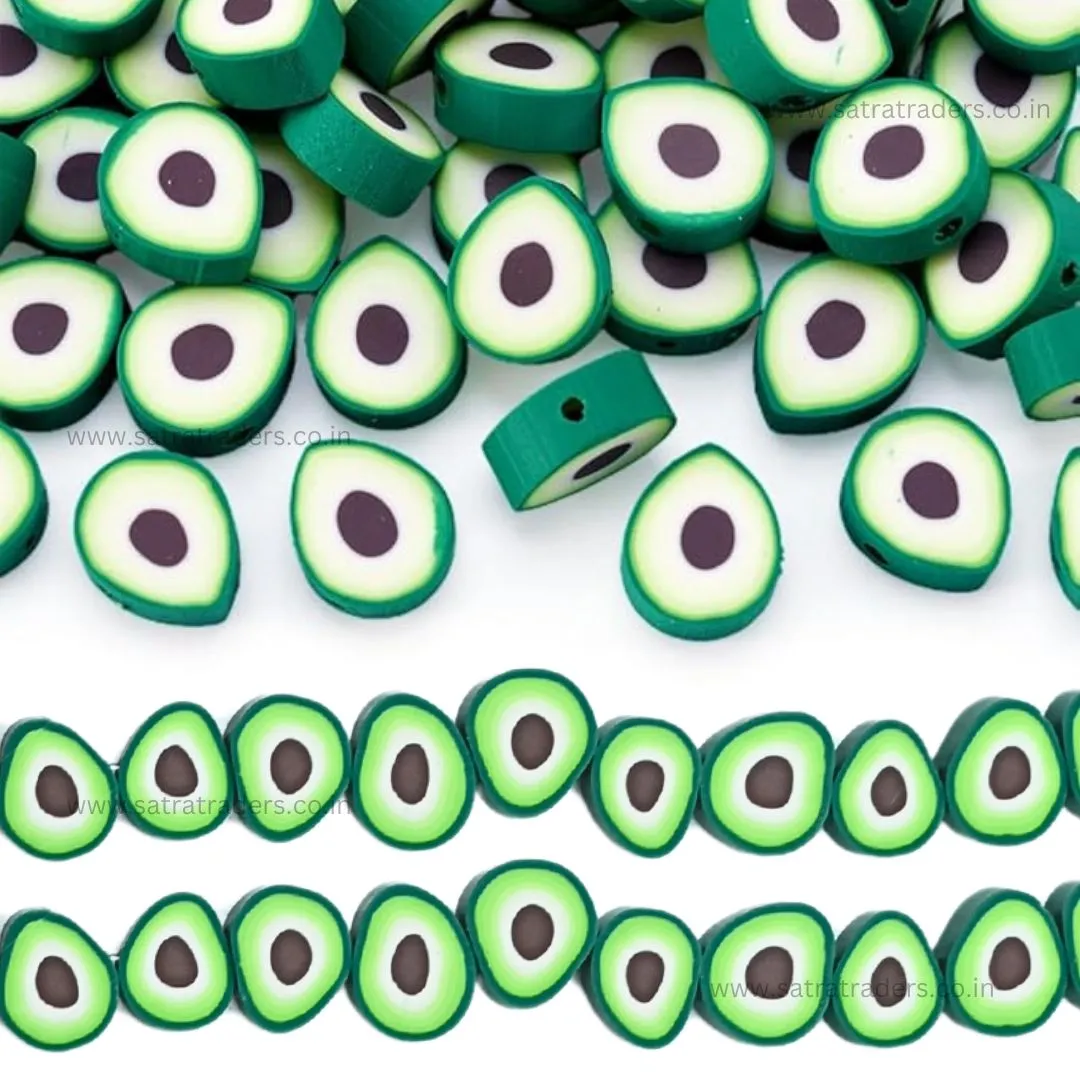 Avocado Polymer Clay Fimo Beads | Size: 6mm (W) Thickness 2mm | 40 PCS 1string