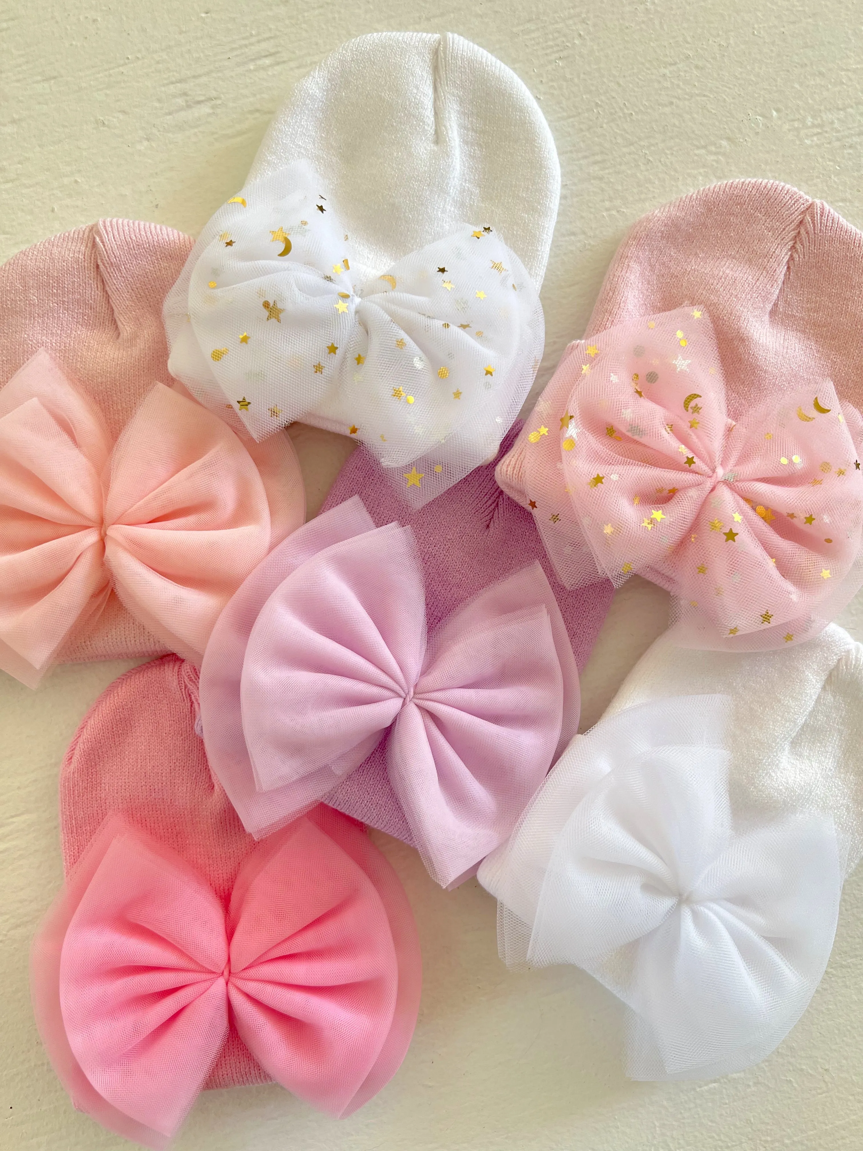 Baby's First Hat, Petal Pink Star Tulle Bow