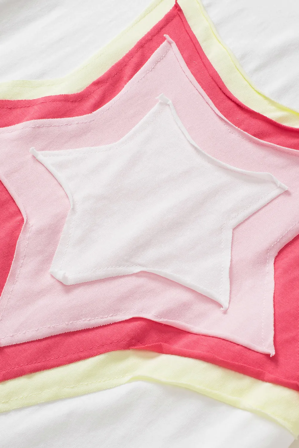 Bonbon Colorblock Star Patched Half Sleeve Oversized Tee