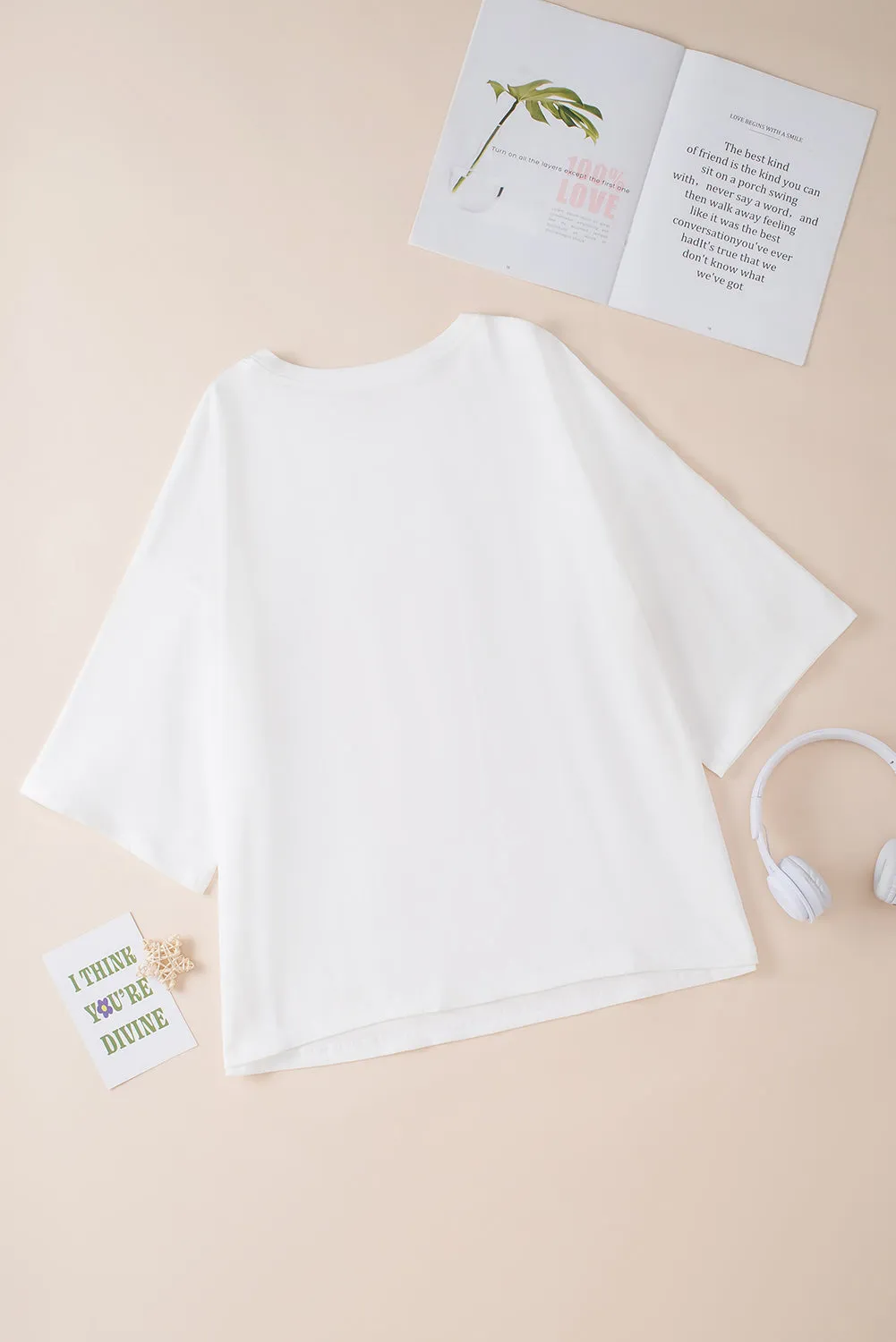 Bonbon Colorblock Star Patched Half Sleeve Oversized Tee