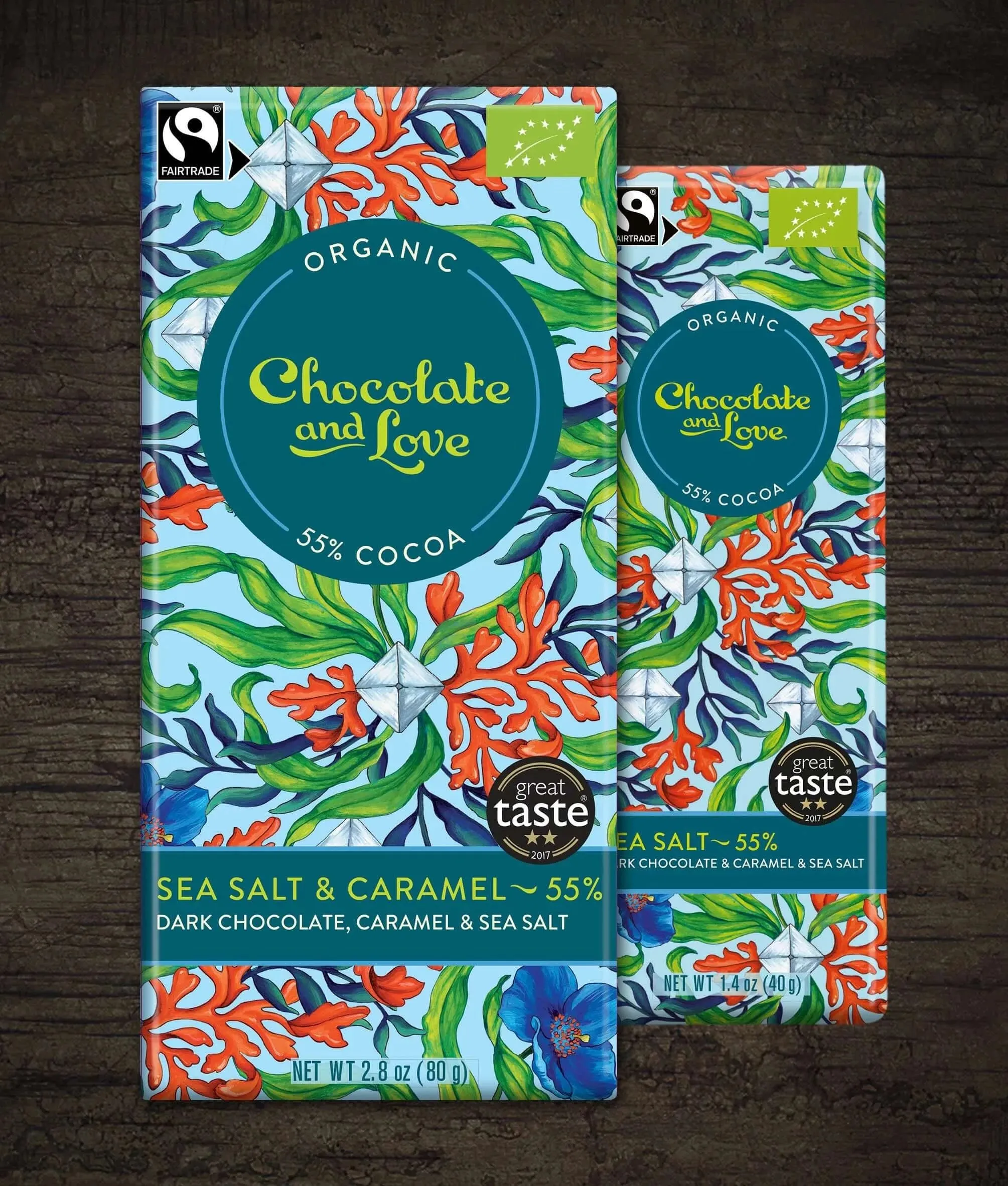 Caramel & Sea Salt 55% - Dark Chocolate Bar