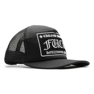 Chrome Hearts Fuck Hollywood Black Trucker Cap