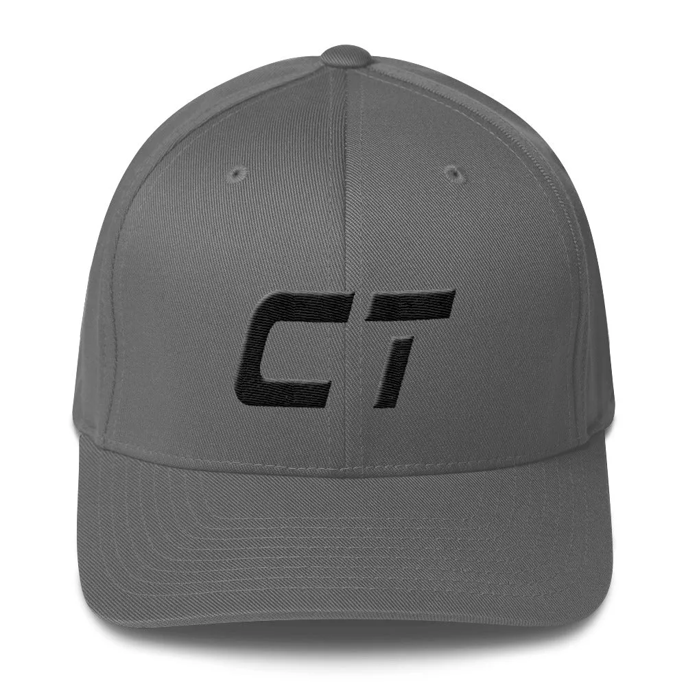 Connecticut - Structured Twill Cap - Black Embroidery - CT - Many Hat Color Options Available