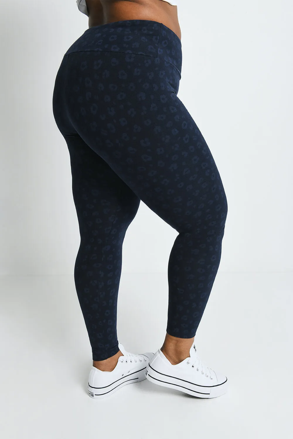 Curve Everyday High Waisted Leggings - Navy Animal Print