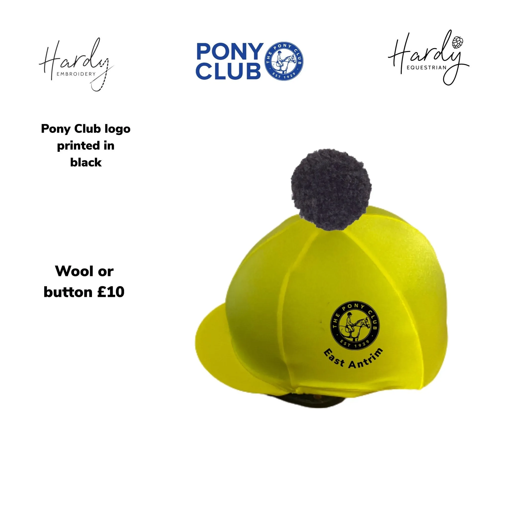 East Antrim Pony Club Bright Yellow Hat Silk