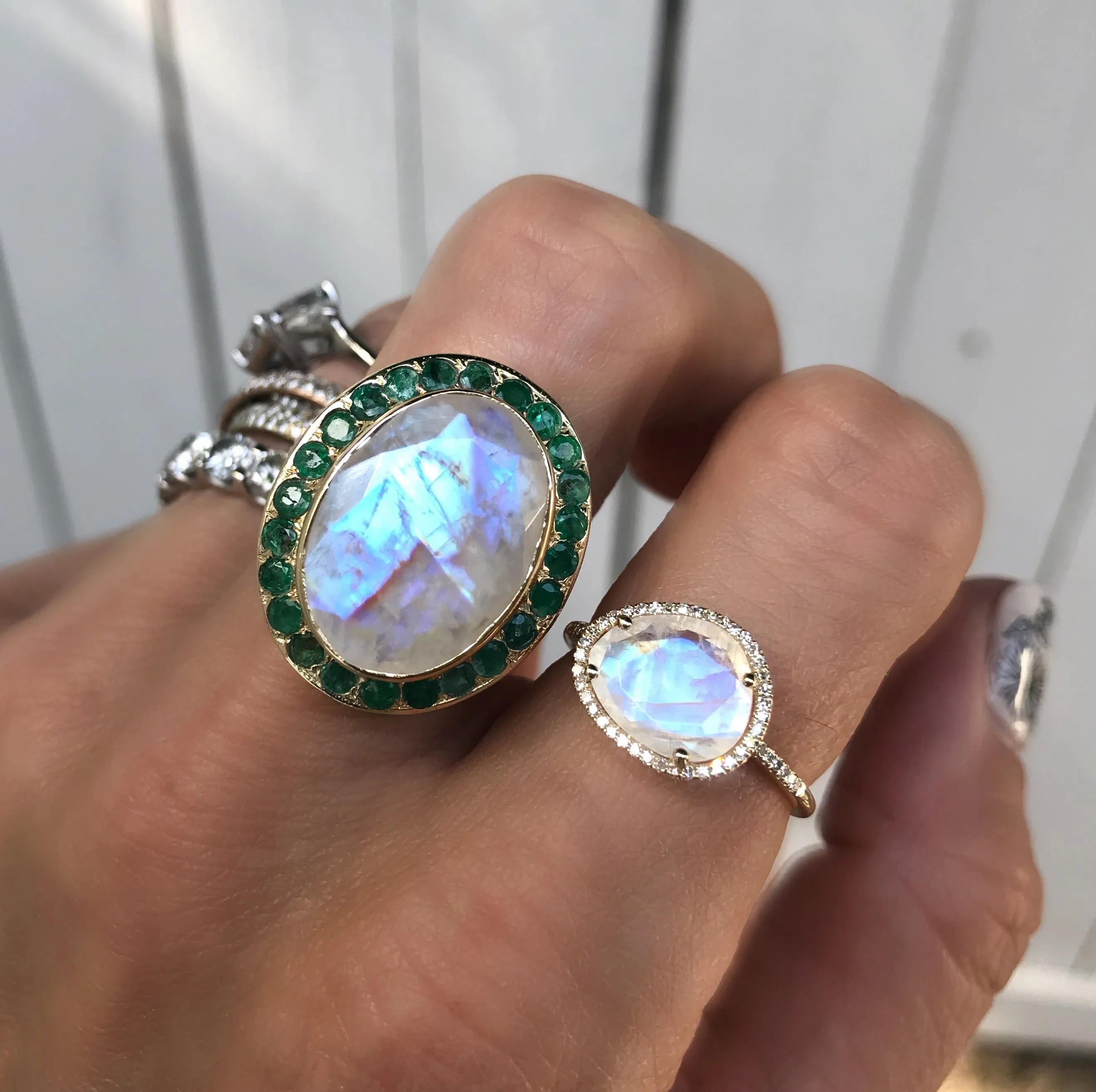 Essential Moonstone with Diamond Halo Ring