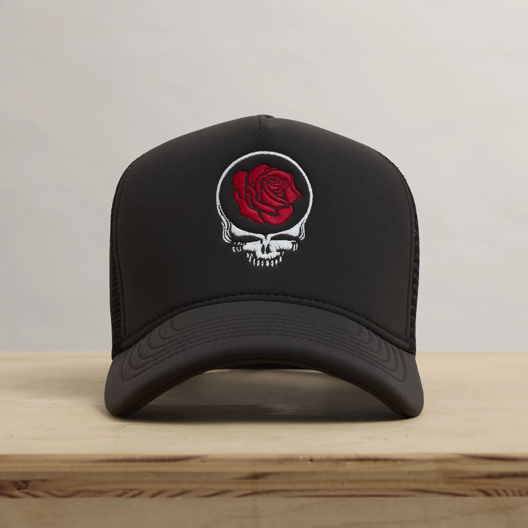 Grateful Dead Rose Embroidery Trucker - Carbon Grey