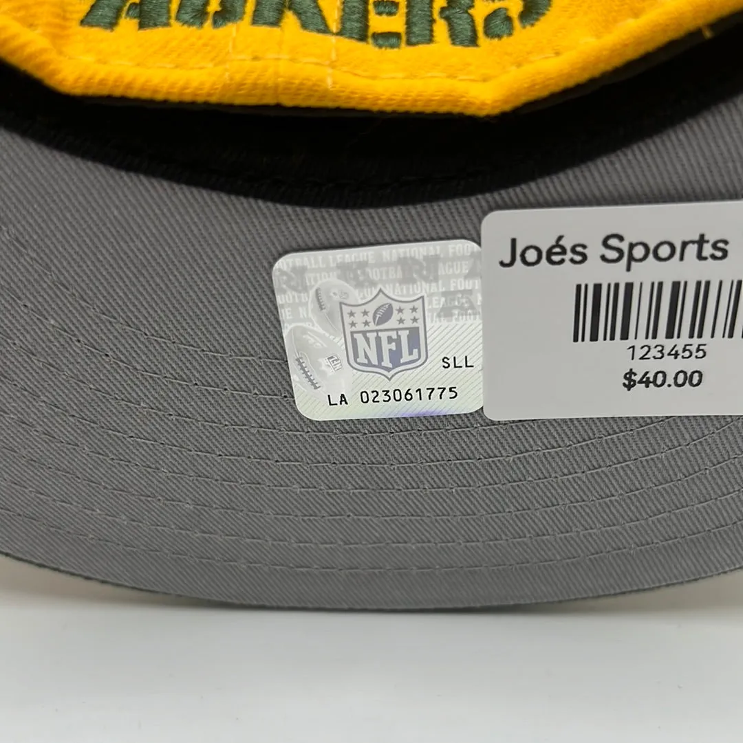 Green Bay Packers NFL New Era 59Fifty Official Team Headwear Classic Logo Yellow with Green Visor Fitted Hat