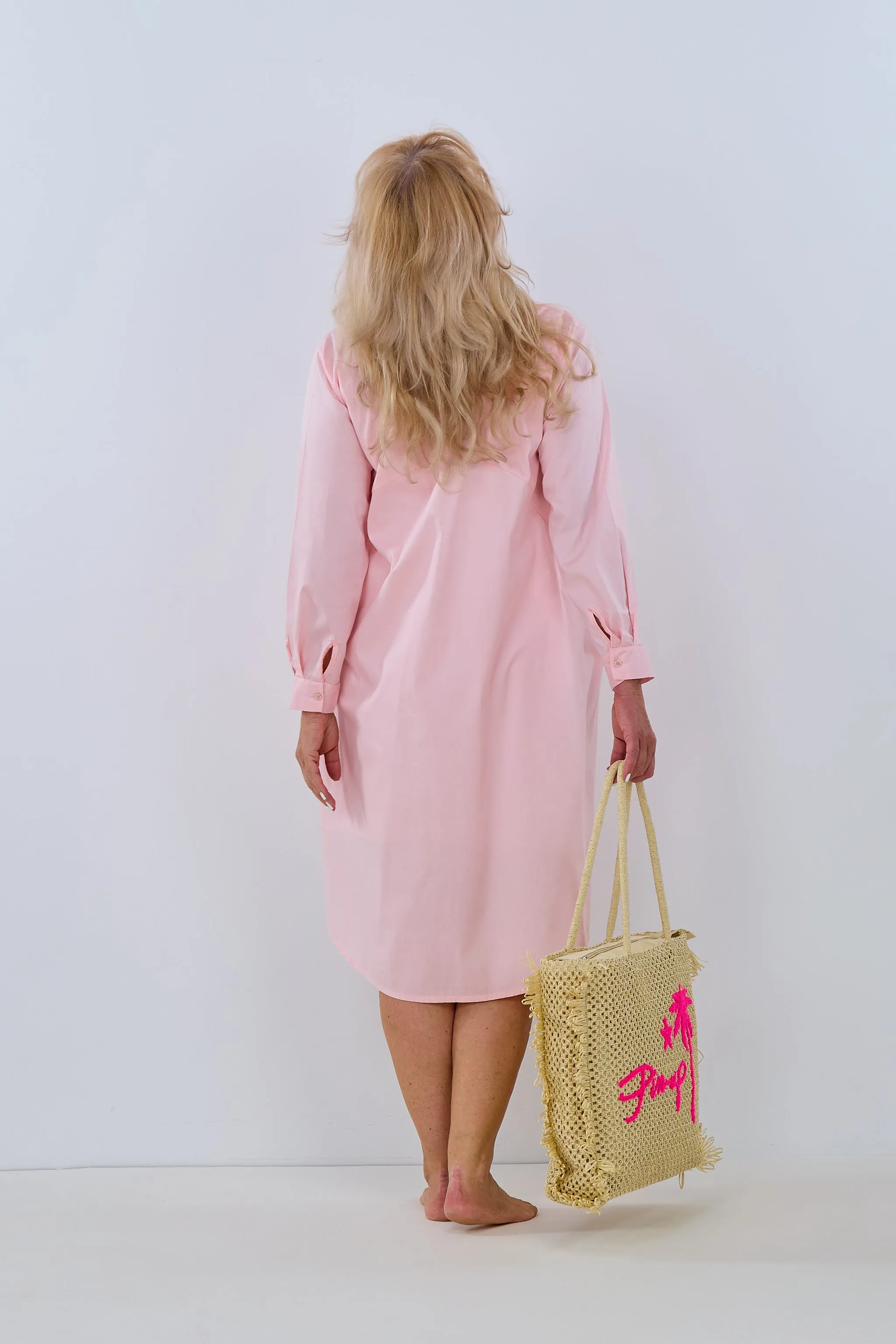 Hemdblusenkleid mit seitlichen Taschen, rosa