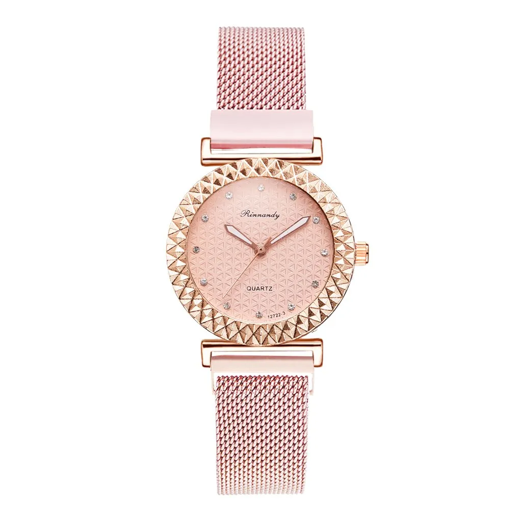 Luxury 5pcs Set Bracelet Watch Women Elegant Magnet Diamond Ladies Quartz Wrist Watch Dress Pink Clock Reloj Mujer Dropshipping