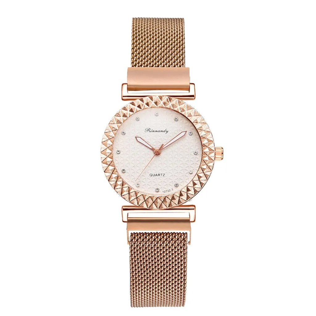 Luxury 5pcs Set Bracelet Watch Women Elegant Magnet Diamond Ladies Quartz Wrist Watch Dress Pink Clock Reloj Mujer Dropshipping