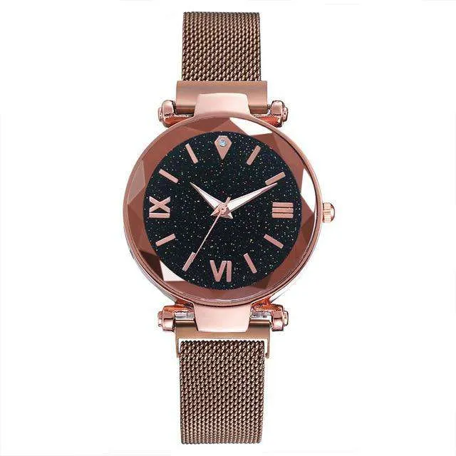 Luxury Women Watches Fashion Elegant Magnet Buckle Vibrato Purple Ladies Wristwatch 2019 New Starry Sky Roman Numeral Gift Clock