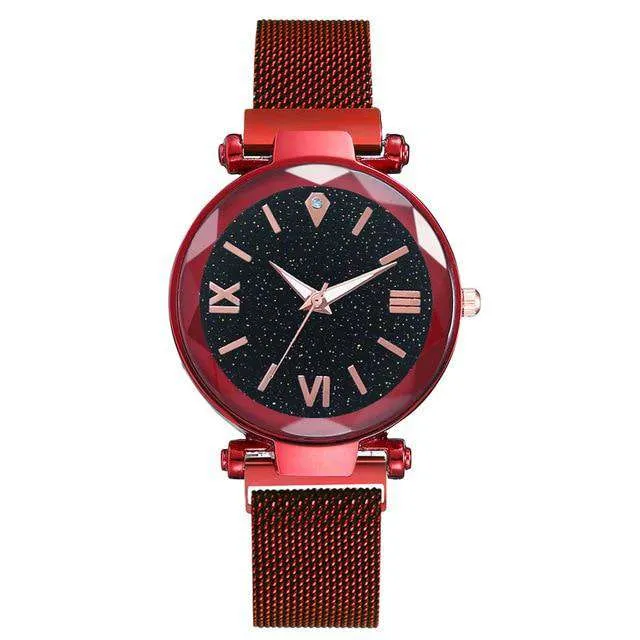 Luxury Women Watches Fashion Elegant Magnet Buckle Vibrato Purple Ladies Wristwatch 2019 New Starry Sky Roman Numeral Gift Clock