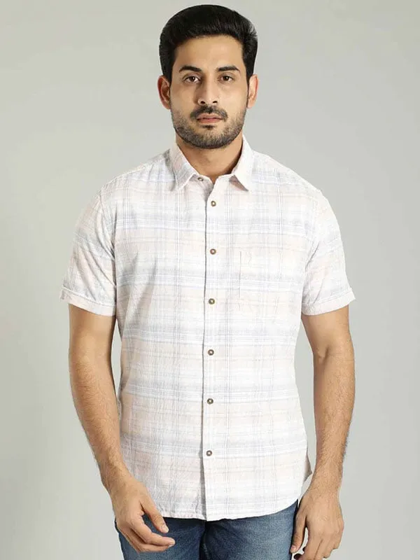 Men Checked Half Sleeve Cotton Shirt