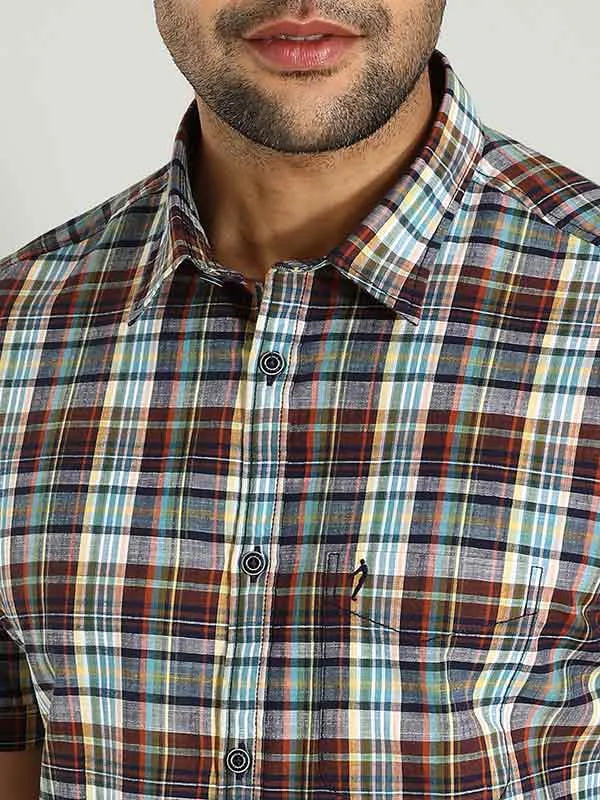 Men Checked Half Sleeve Cotton Shirt