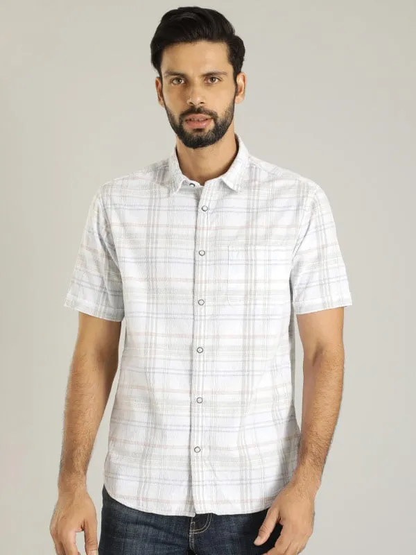 Men Checked Half Sleeve Cotton Shirt