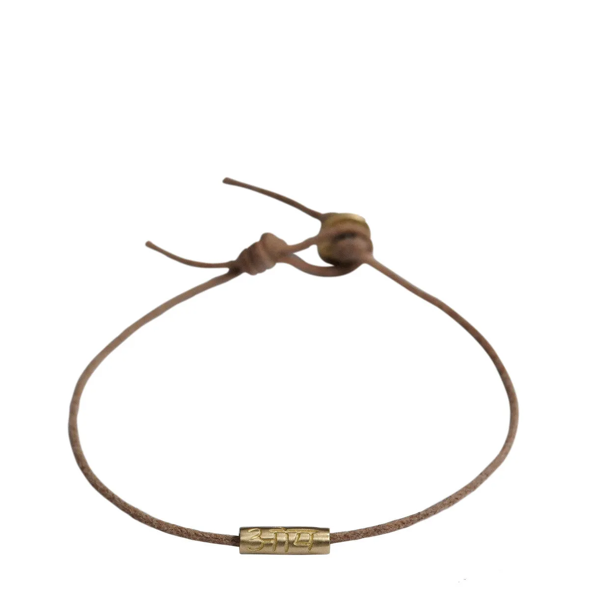 Men's 10K Gold Om Tube Bracelet on Natural Cord