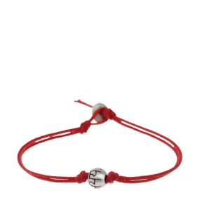 Men's Sterling Silver Fearlessness Bead Bracelet on Red Cord with Button Closure