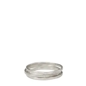 Men's Sterling Silver Flattened Ring (set of 3)