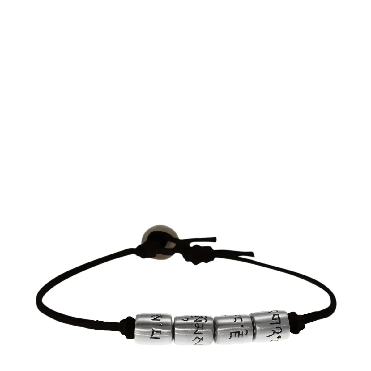 Men's Sterling Silver Four Immeasurables Bead Bracelet on Black Cord