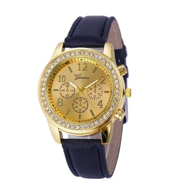 Milky   Faux Chronograph Quartz Classic Round Ladies Women Crystals Watch women's watch Reloj de mujer DEC14