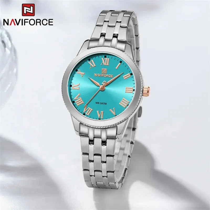 NAVIFORCE 5032 Simple Elegance Stainless Steel Belt Quartz Luxury Casual Waterproof  Female Wristwatch Reloj Mujer