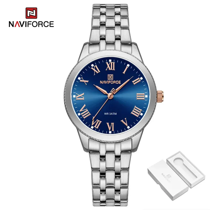 NAVIFORCE 5032 Simple Elegance Stainless Steel Belt Quartz Luxury Casual Waterproof  Female Wristwatch Reloj Mujer