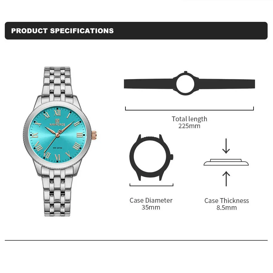 NAVIFORCE 5032 Simple Elegance Stainless Steel Belt Quartz Luxury Casual Waterproof  Female Wristwatch Reloj Mujer