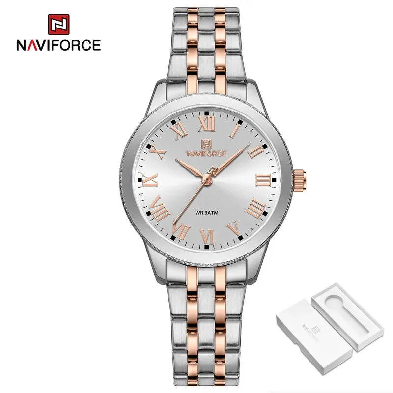 NAVIFORCE 5032 Simple Elegance Stainless Steel Belt Quartz Luxury Casual Waterproof  Female Wristwatch Reloj Mujer