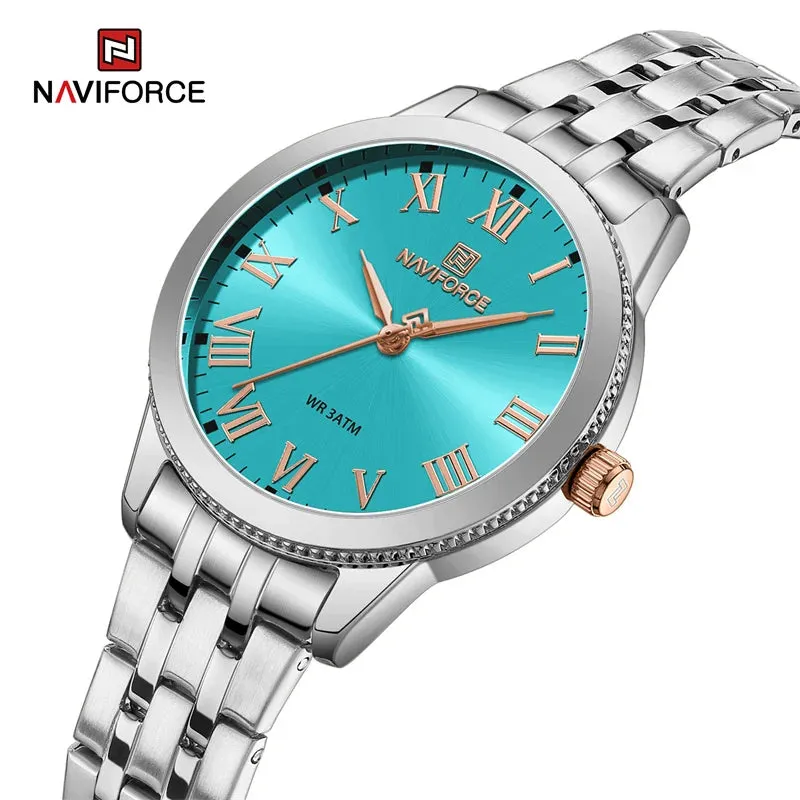 NAVIFORCE 5032 Simple Elegance Stainless Steel Belt Quartz Luxury Casual Waterproof  Female Wristwatch Reloj Mujer