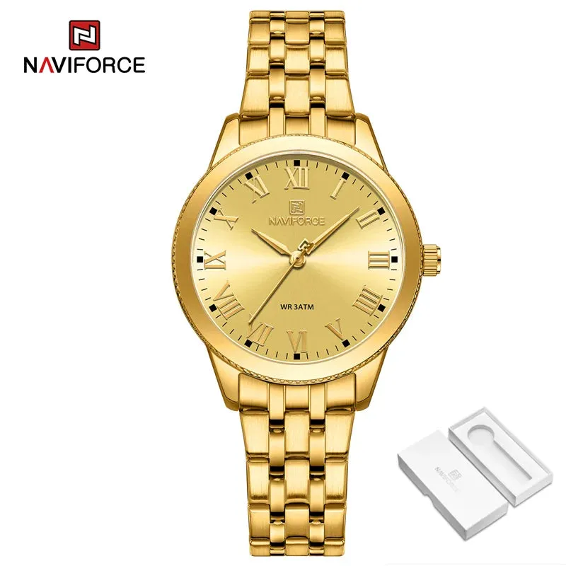 NAVIFORCE 5032 Simple Elegance Stainless Steel Belt Quartz Luxury Casual Waterproof  Female Wristwatch Reloj Mujer