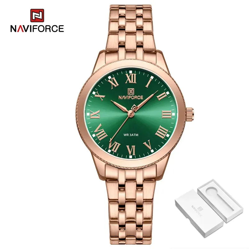 NAVIFORCE 5032 Simple Elegance Stainless Steel Belt Quartz Luxury Casual Waterproof  Female Wristwatch Reloj Mujer