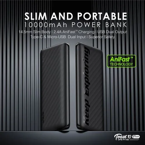 ORAIMO 10000mAh Toast 10 Flash Power Bank (OPB-P118D) Super Fast Charge with Long Lasting Battery