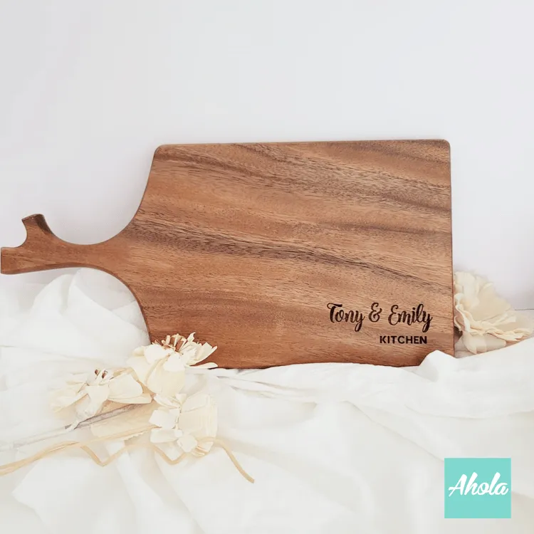 【Patsy】Wood Cutting Board with Branch shape handle 相思木刻字樹枝形狀手柄多用途砧板 (3-5個工作天完成)