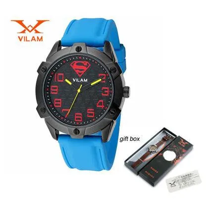 Relogio Masculino Halloween VILAM Brand Men Superman Watch Casual Fashion Reloj Hombre Sport Diver Rubber Analog Quartz Watch