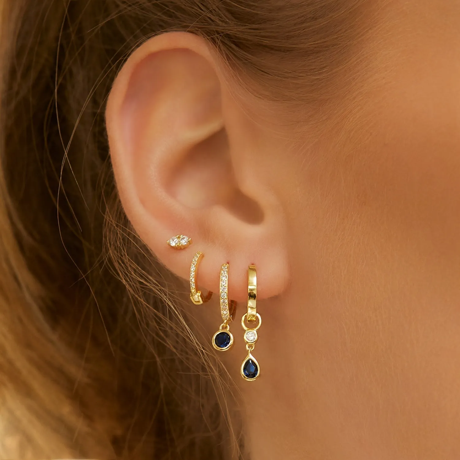 Rhodes Single Stacker Earring - Sapphire