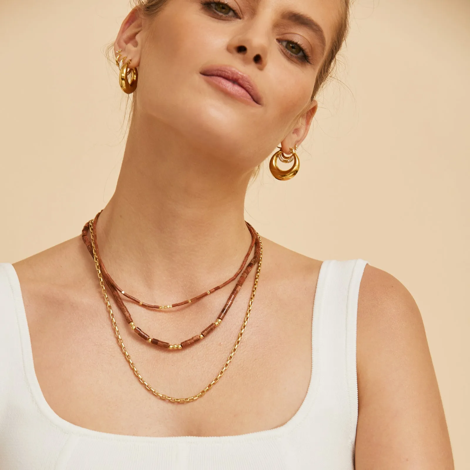 Ruben Gemstone Necklace - Gold Glidstone